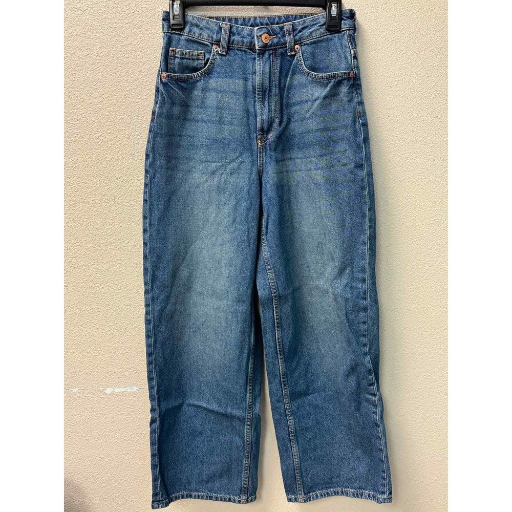 H&M Divided‎ Women's High Waisted Wide Leg Jeans Medium Wash Denim Pants Size 0